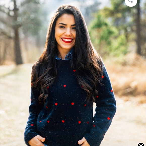 Kiel James Patrick XL Women's Navy Embroidered Heart Donegal Crewneck Sweater - Picture 3 of 10